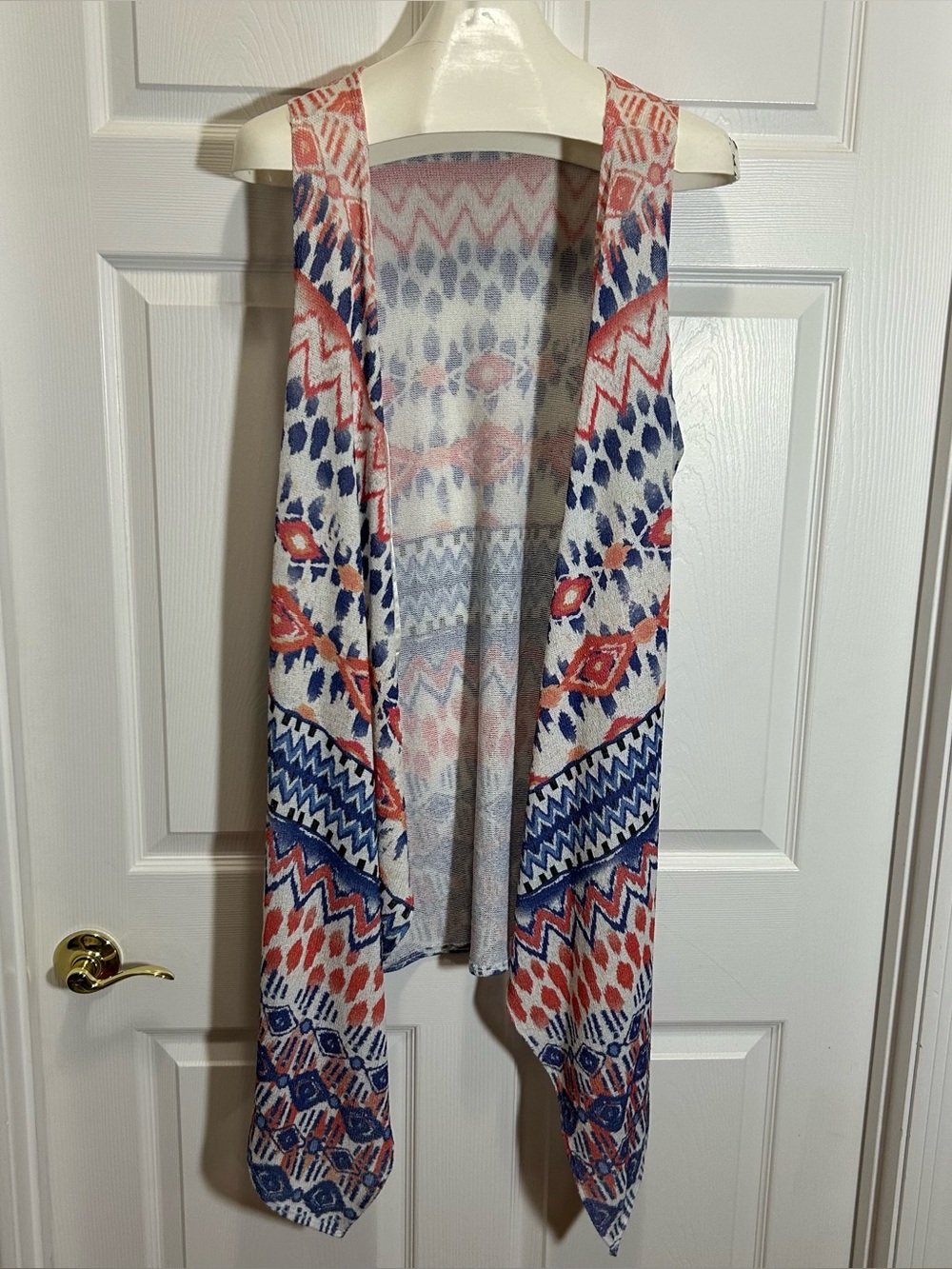 Deb Pastel Chevron Knit Duster Sweater Vest